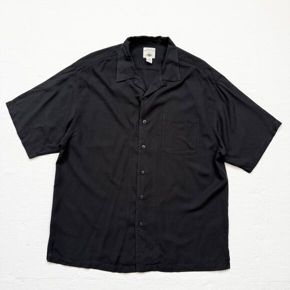 Original Island Sport Black Rayon Button Up Shirt, Size Large - Picture 1 of 5